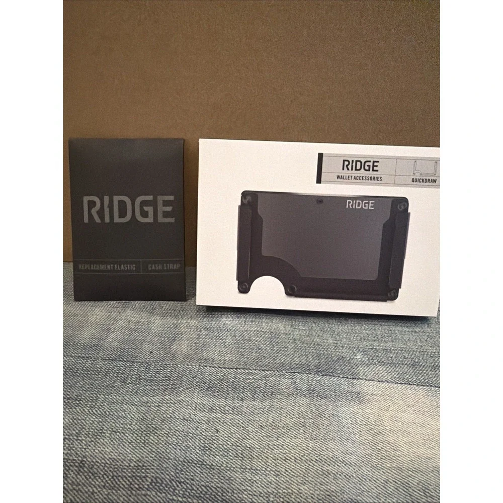 Ridge Wallet Accessories Lot Midnight Black Leather Cash Strap & QuickDraw NEW